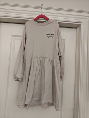 Zara Pale Pink Long Sleeve Gathered Waist Dress